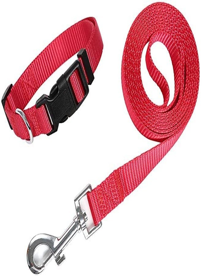 Pups&Pets طقم طوق نايلون قابل للتعديل مع حزام للكلاب والجراء | طقم حزام وطوق للكلاب والجراء مقاس 15 مم (أحمر) - Image 4